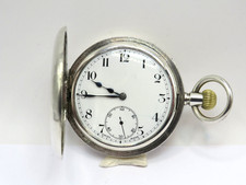 1919 ZENITH Swiss made half hunter pocket watch solid silver case not working.