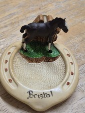 Vintage Hand Painted Manor Ware Bristol Horse Shoe/Horse Pin/Trinket Tray
