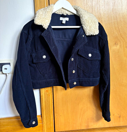 Topshop navy corduroy - corduroy, cropped