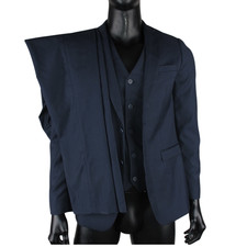 MOODS OF NORWAY Men's 3 Piece Suit Blue Jacket Trousers Waistcoat 46 36'' chest