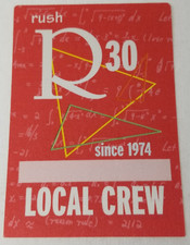 Rush R30 Since 1974 Local Crew Pass Card Unused