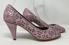 Jane Shilton size 6 (39) pink lazer cut out leather peep toe court heel shoes