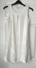 Sandra Darren Ladies Lace A-line Double Breasted White Holiday Dress Size 10