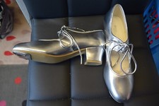 Silver PU cuban heel tap shoes