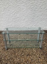 John Lewis TV Stand Clear Glass Shelving Unit Silver Legs