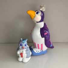 Vtg Penguin Conductor Figure 8" with Curly Gray Hair Bow Tie & Keypers Kangaroo