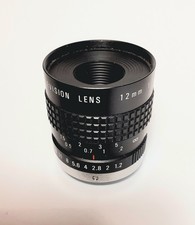 Cosmicar / PENTAX C-MOUNT 12mm 1.2 1 CCTV Television Lens, made in Japan