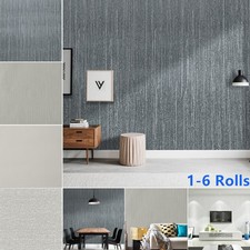 9.5M Grey Textured Embossed Wallpaper Thick Non-Woven Fabric Wallpaper 1-6 Rolls