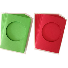 Circle Aperture Tri Fold Card Blanks A6 Xmas Green Red 5 Pack Cross Stitch