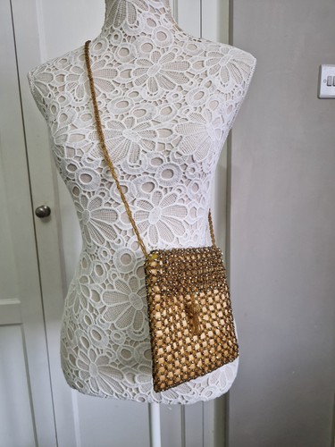 Vintage gold bead weave - gold, bag