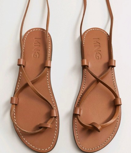 Mango women brown leather - brown,