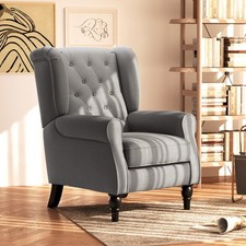 Retro Accent Chair Wingback Armchair with Wood Frame for Living Room