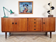 Vintage Mid Century Medium Teak Danish Design Long John Sideboard Credenza BL711