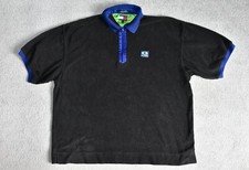 Vtg 90s Tommy Hilfiger Black Towel Quarter Zip Short Sleeve Polo Top Free Size