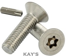 COUNTERSUNK SECURITY SCREWS, STAINLESS STEEL TORX ANTI TAMPER VANDAL PROOF BOLTS