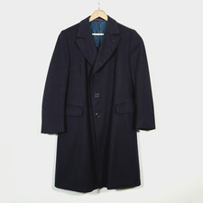 Vintage Acumen Of Regent Street Crombie Pure Wool Overcoat- Size 42R - Navy Blue