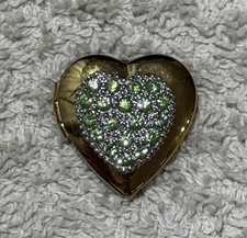Green Silver Gold Coloured Lovely Heart Pendant Locket Costume Jewellery
