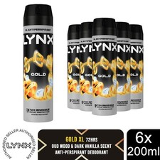 Lynx XL Gold Spray Anti-perspirant Deo AntiWhite Marks 72H Protection 200ml, 6Pk