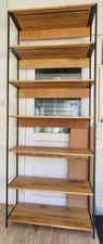 Tall Metal And Wooden Oak Shelving Unit With 6 Shelves