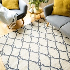 EX DISPLAY OUTLET Natural Jute Fibre Rugs Moroccan Trellis Design Beige Runners