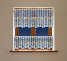 CAFE NET CURTAIN pelmet price per metre drop 16" or 24" ready to hang floral 