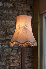Vintage Pretty Baby Pink French Boudoir Pleated Chiffon Scallop Lampshade.