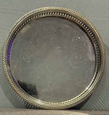 Vintage Round Silver Plated Decorative Engraved Serving Tray Good Condition