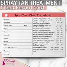 Spray Tan Client Record Card Treatment Consultation Beauty Salons Spa A6