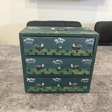 Vintage Small Hand Painted Wooden Rooster Mini Dresser 3 Drawer Farmhouse Rustic