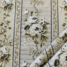 Schumacher Curtain Fabric ELIZABETH CHINTZ 2.2m NEUTRAL Rita Konig Floral Stripe