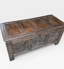 17th century oak coffer chest - oak,