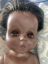 Vintage Gorgeous Black Baby Vinyl Doll 17" by Chiltren England *Open Close Eyes