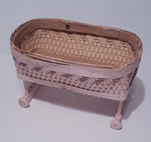 Vintage pink wicker doll - vintage,