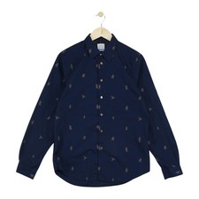 Paul Smith Patterned Shirt Mens Size M Blue Tailored Fit Long Sleeve Casual