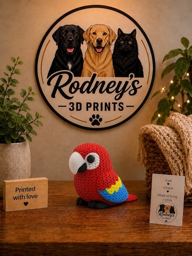 Printed cute parrot macaw - 3d,