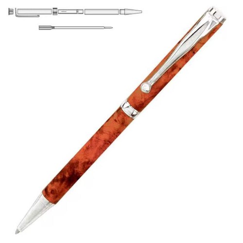 Chrome 7mm slimline fancy pen - chrome,