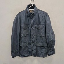 Barbour Tailored Sapper Wax Waterproof Navy Biker Country Jacket Coat Medium