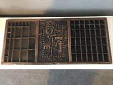 Large Antique Wooden Letterpress Printing Blocks Wall Hanging Display Tray Case