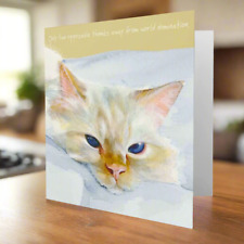 White Cat Watercolour Greeting Card Anna Danielle Humorous Greetings Two Thumbs