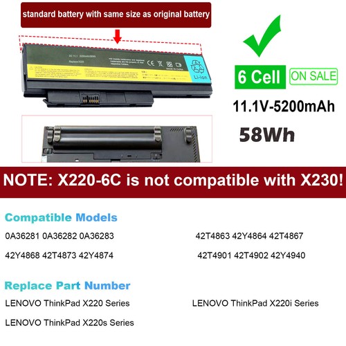 New replace x220 battery for - battery,