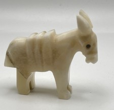 Hand Carved Marble Onyx Donkey Figurine- Mexican Stone Sculpture 3.75”