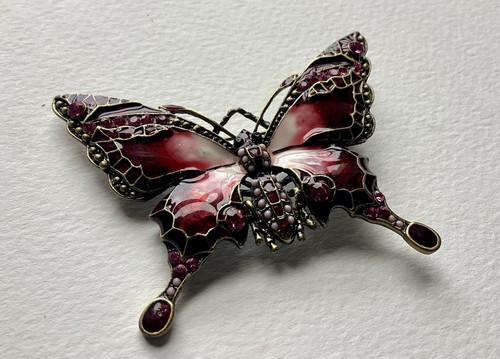 Large vintage enamel butterfly - large,
