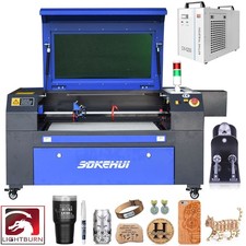 80W 700*500mm Co2 Laser Engraving Cutting Machine Cutter& CW-5200 Chiller&Rotary