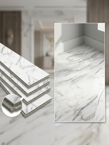 Spc white marble flooring - white,