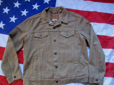 LEVI LEVIS premium vintage trucker JACKET COAT khaki denim RED TAB big E LARGE L
