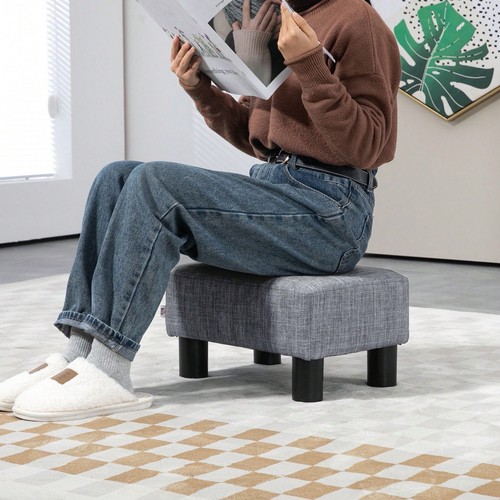 Grey polyester footstool - polyester,
