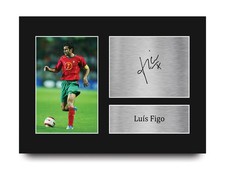 Lu�s Figo Portugal Framed Gift Idea Printed Autograph Picture for Football Fan