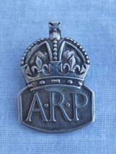 ARP, Air Raid Precautions Warden's lapel badge. Hallmarked Sterling Silver