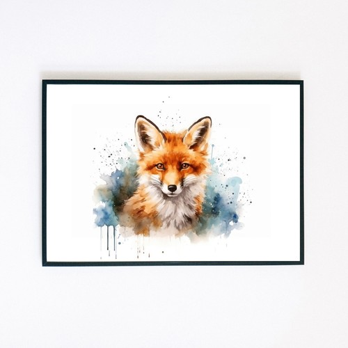 Watercolour fox painting - fox,