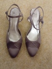 BHS Size 7 Coffee Colour Satin Sandals Worn Once To A Wedding